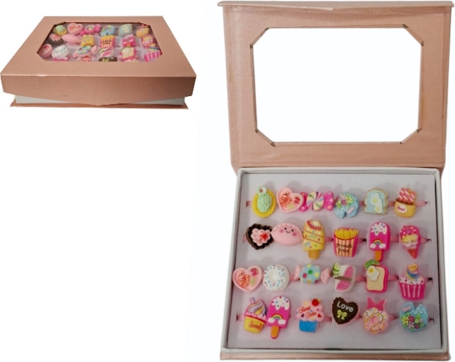 Juego de anillos infantiles con dulces de colores