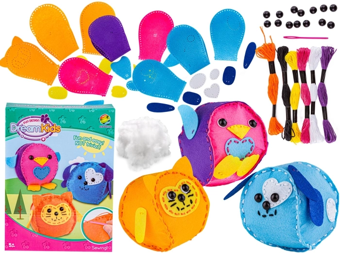 Set creativo para coser de fieltro – animales domésticos (3 peluches)
