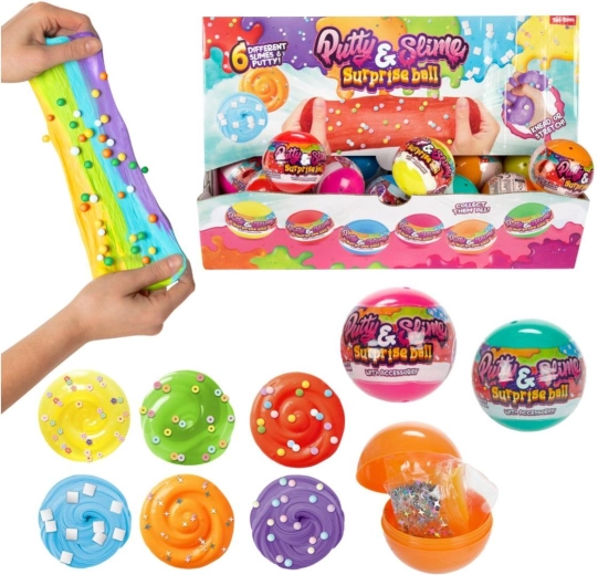 Slime con accesorios en bola de 7 cm – mix de tipos