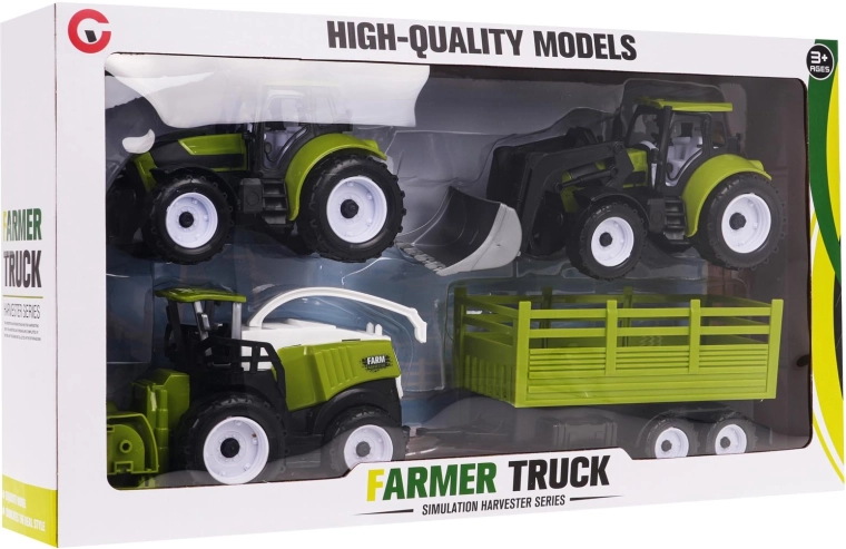 Set infantil de vehículos agrícolas con tractores, cosechadora y remolque