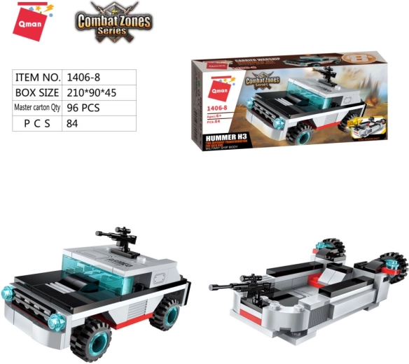Qman Aircraft Carrier coche Hummer H3 2 en 1 set de construcción (84 piezas)