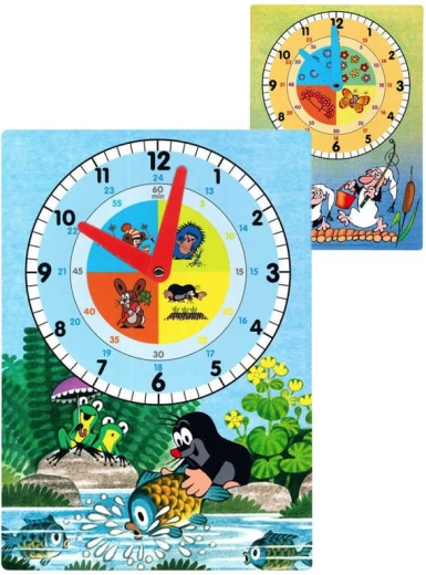 Reloj educativo de papel AKIM A4 con motivos infantiles - 1 unidad