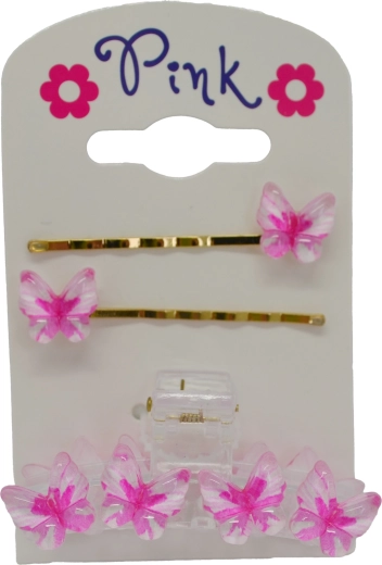 Set de accesorios para el cabello Mariposa: 2 horquillas y 1 pinza