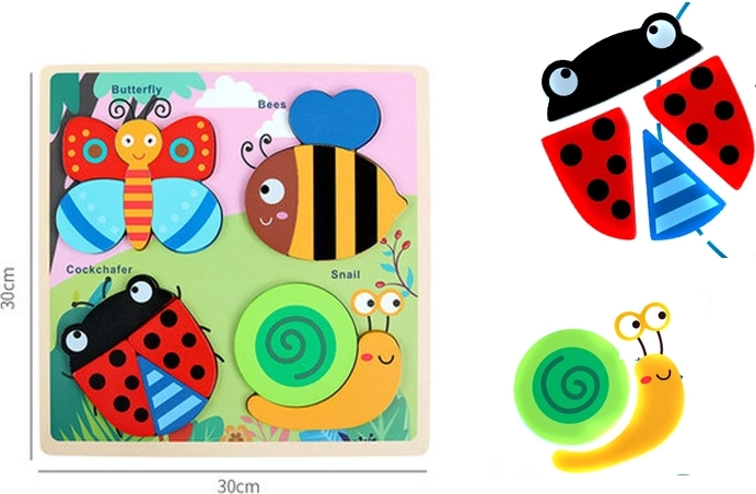 Rompecabezas de madera – amigos insectos