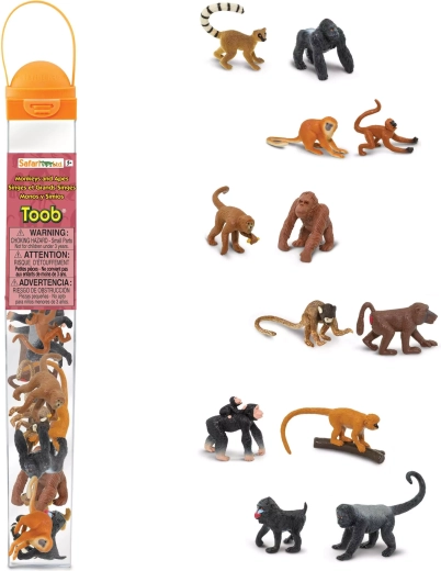 Tubo con figuras de primates y monos Safari Ltd.
