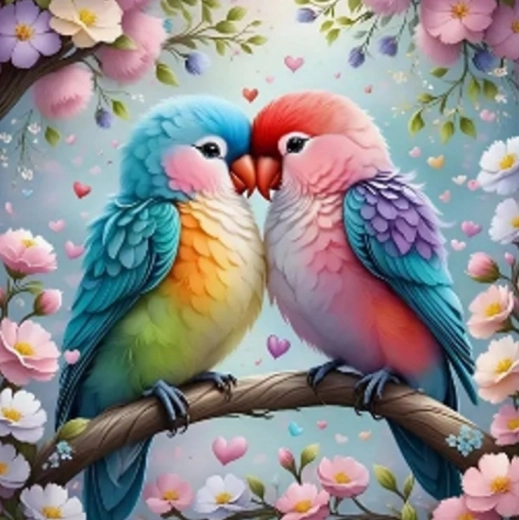 Norimpex pintura de diamantes Pájaros enamorados 30 × 40 cm