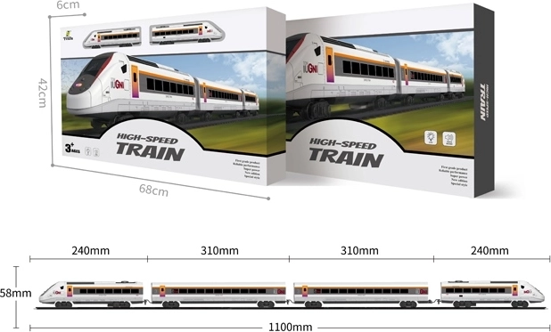 Set de tren con locomotora eléctrica, vagones y accesorios