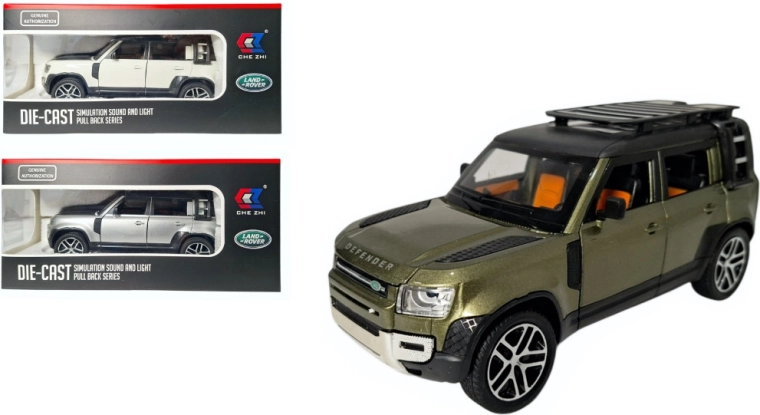 Modelo metálico Land Rover Defender 1:24 con luz y sonido