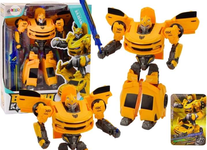Auto Robot 2 en 1 transformable coche deportivo amarillo