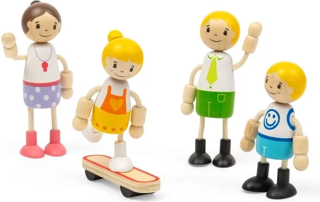 Set familiar de 4 figuras, incluido el monopatín