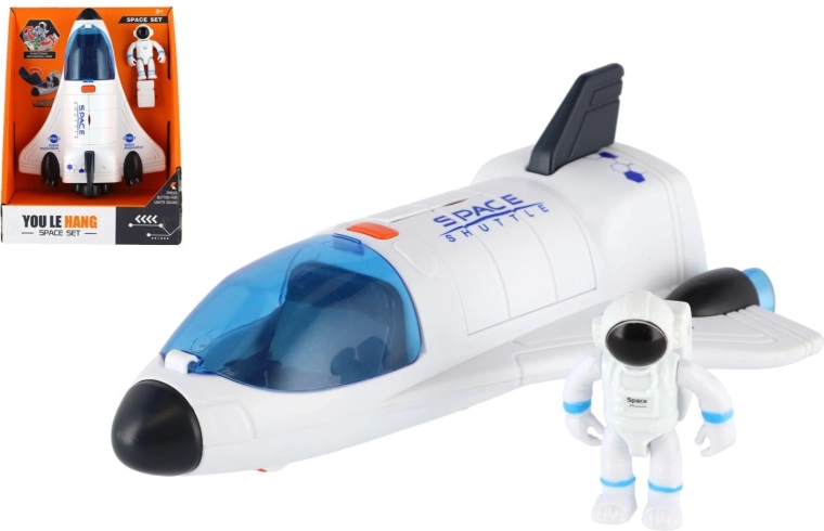 Transbordador espacial con astronauta: juguete espacial interactivo con luces y sonidos, 20 cm