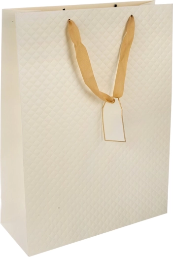 Bolsa de regalo de papel quilt beige 30 × 12 × 41,5 cm