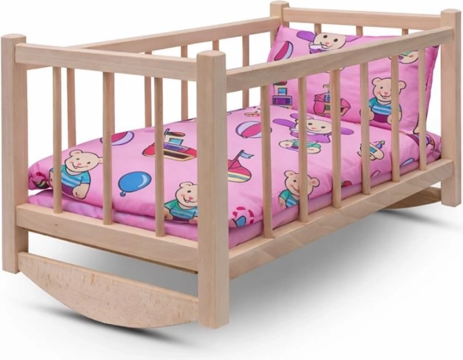 Cuna de madera para muñecas con ropa de cama BABY MIX Bears