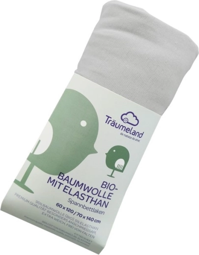 Träumeland sábana ajustable para cochecito de algodón orgánico (bio) con elastano 35 × 78 cm gris claro