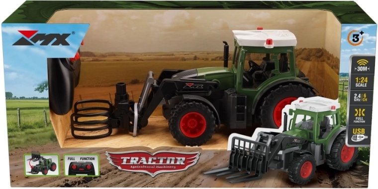 Tractor RC con pinzas para fardos 2.4 GHz 1:24