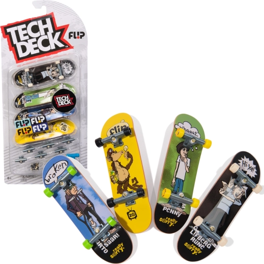 Set de fingerboards Tech Deck 4 mini skateboards para montar Flip