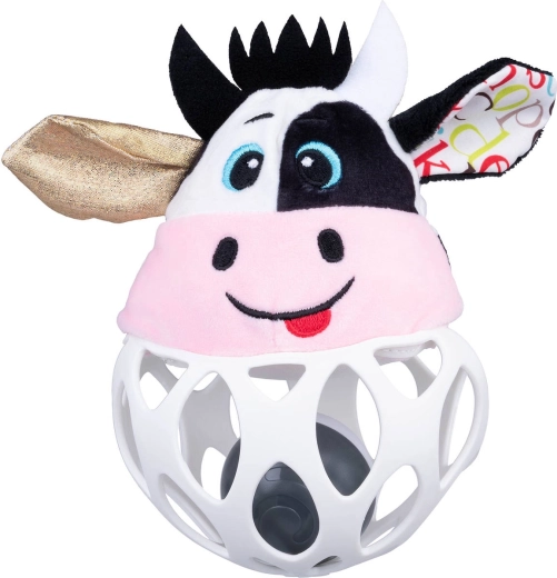 Sonajero de peluche Balibazoo con pelota, vaquita