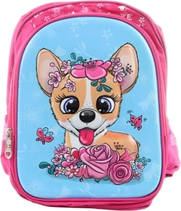 Mochila infantil con motivo de perrito y flores