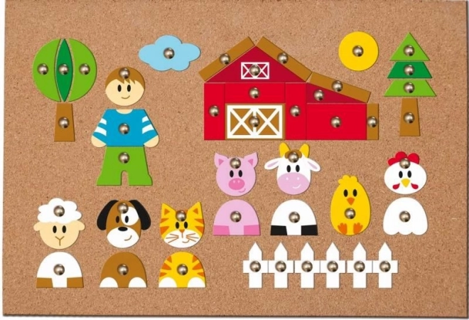 Juego de clavijas en corcho Animales de granja