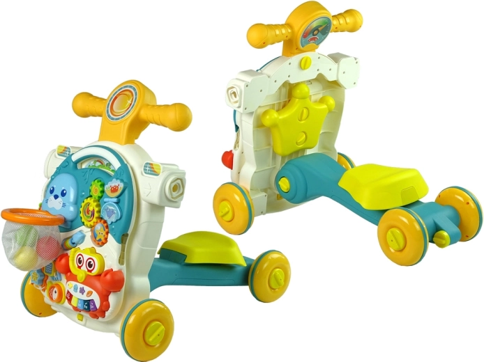 4 en 1: andador, mesa, correpasillos y patinete