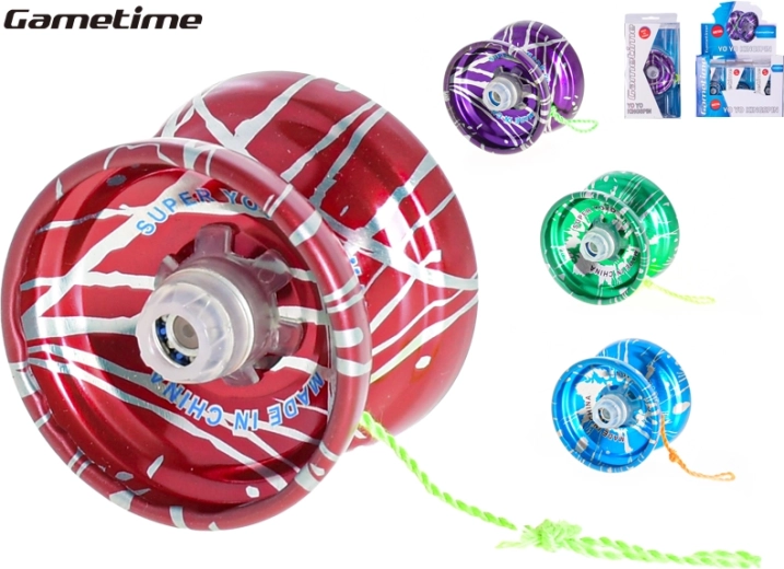 Yo-yo metálico Gametime 5,5 cm, mix de 4 colores, 12 uds en caja