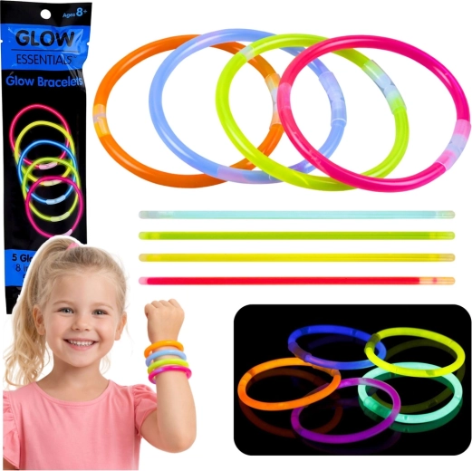 Pulseras fluorescentes que brillan en la oscuridad Neon Stick, 5 uds.
