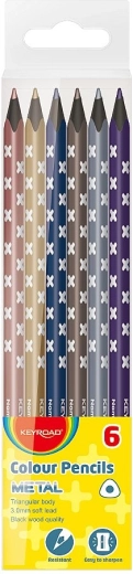 Lápices de colores Keyroad metálicos triangulares, 6 colores