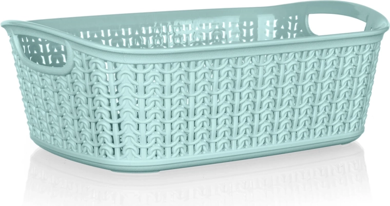 Cesta de ratán de plástico 3 l, menta, 26,5 × 20 × 9,5 cm