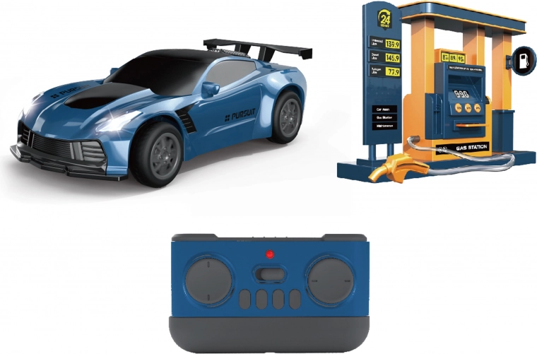Coche RC con efectos de humo y estación de carga 22 cm