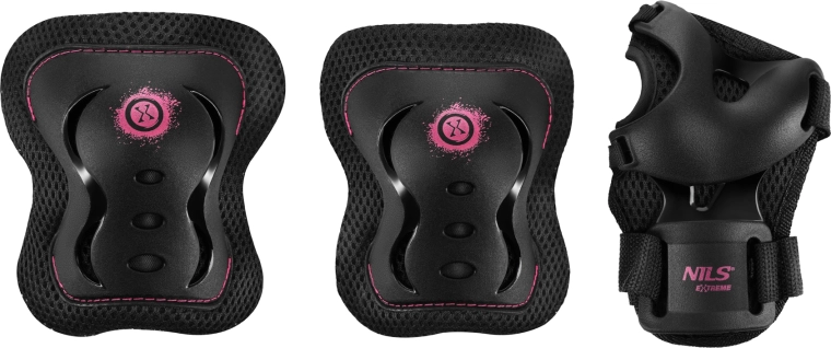 Juego de protecciones para patines y patinete NILS Extreme H320 Fly – Rosa