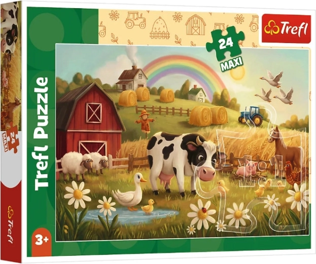 Maxi puzzle de 24 piezas Vaca en la granja