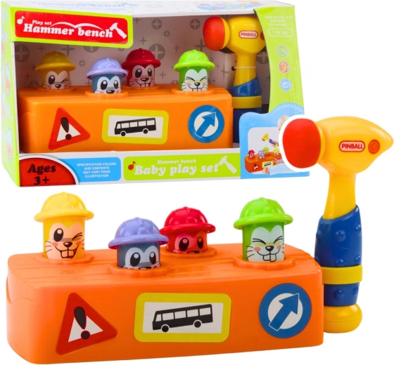 Martillo interactivo con topos luminosos – juguete de construcción para niños