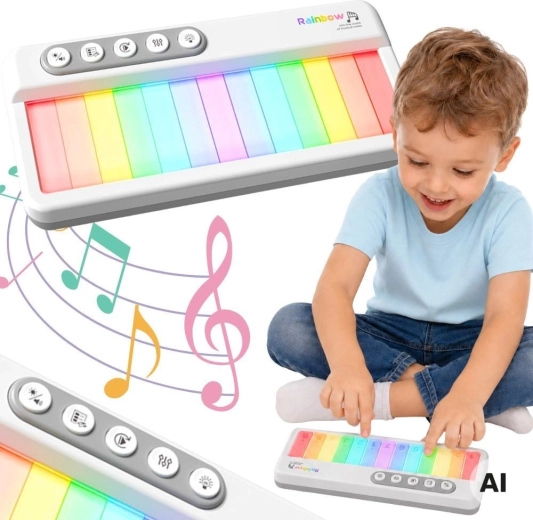 Piano táctil arcoíris Woopie con retroiluminación y modo de aprendizaje - 1 pieza