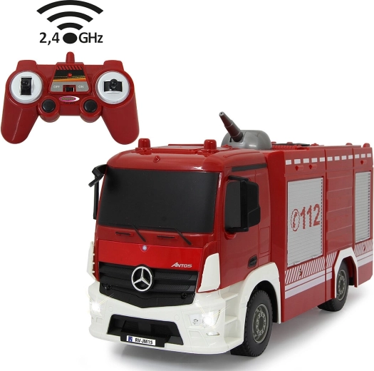 Camión de bomberos teledirigido Jamara Mercedes-Benz Antos 1:26 con función de pulverización, 2,4 GHz