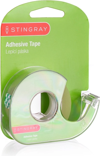 Cinta adhesiva 18 mm × 33 m con dispensador, transparente