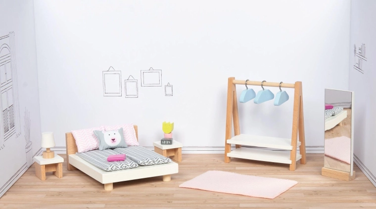 Mueble de madera para muñecas – dormitorio