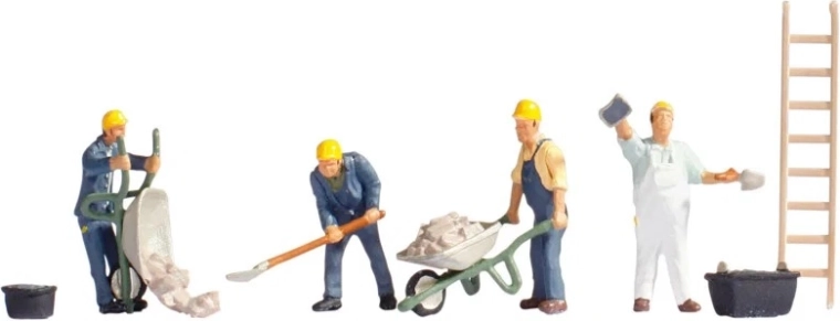 Noch obreros de la construcción – set de figuras H0