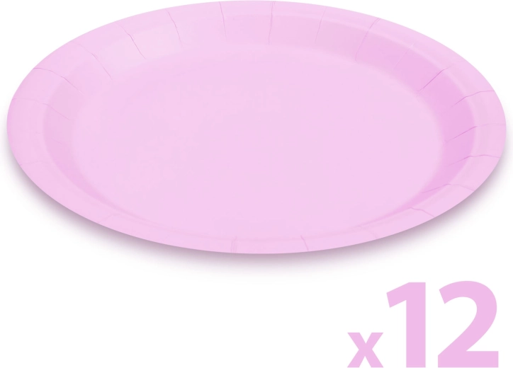 Set de platos de papel de 23 cm - 12 unidades – Rosa