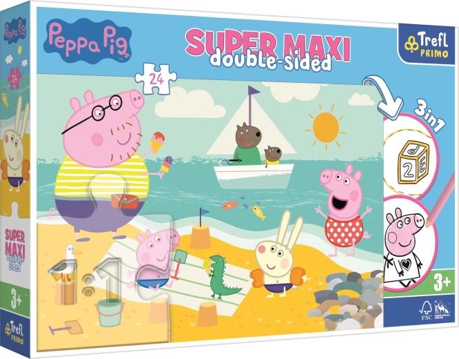 Puzle de doble cara Peppa Pig SUPER MAXI 24 piezas
