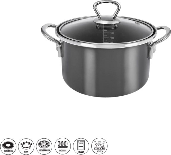 Olla esmaltada Metalic Lem 1,75 l con tapa de vidrio