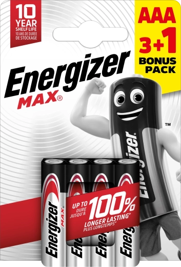 Pilas alcalinas Energizer Max AAA 4 uds (3+1 gratis)