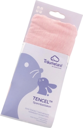 Sábana bajera ajustable Träumeland Tencel 40 × 90 cm malve-rose