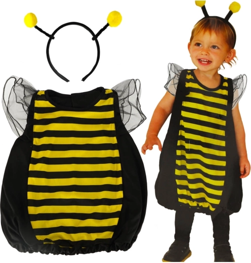 Disfraz infantil de abeja – talla S (100–110 cm) con alitas y diadema
