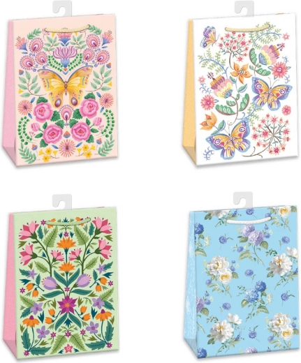 Bolsa de regalo con motivo de flores y mariposas 23 × 32 cm - 1 pieza