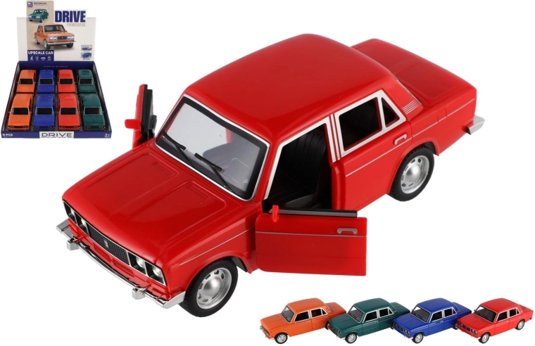 Coche de plástico retro con luces, sonidos y mecanismo de inercia - 1 unidad