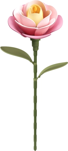 Robotime Rokr flor 3D Camelia rosa – kit de construcción sin pegamento, 37 piezas