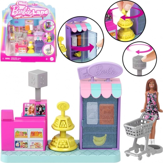 Mini supermercado Mini Barbie Land con muñeca y caja registradora
