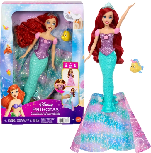 Muñeca Disney Princess Ariel 2 en 1 princesa y sirena con accesorios