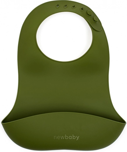 Babero de silicona New Baby verde oliva