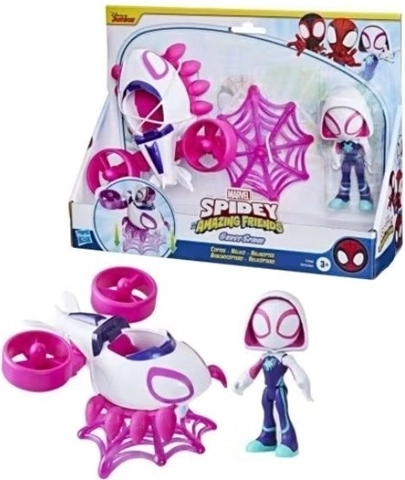Marvel Spidey y sus increíbles amigos figura de Ghost-Spider con vehículo